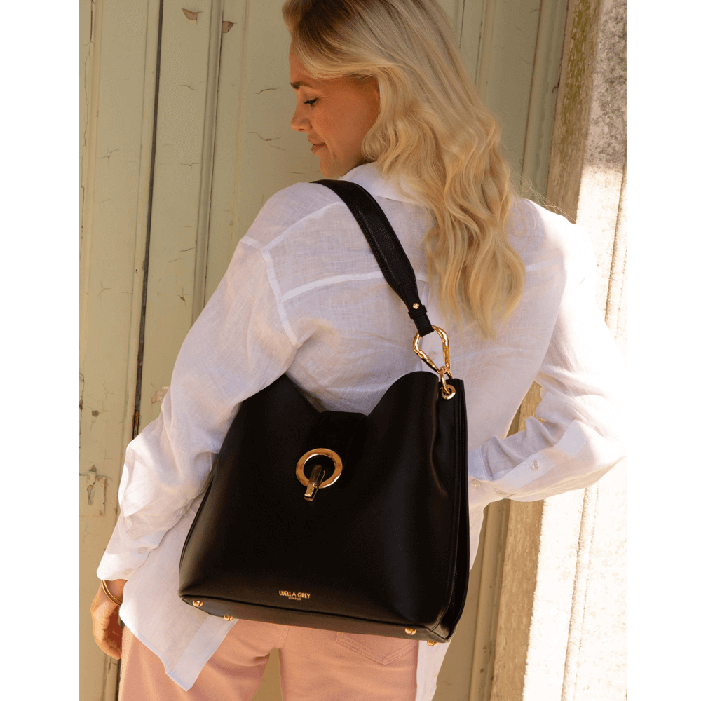 Black oversized ring front best sale slouch bag river island